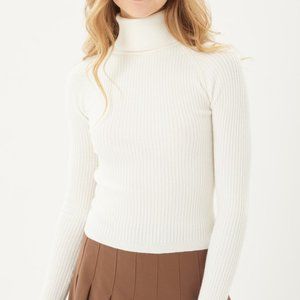 ⚡FINAL SALE! White Turtleneck Sweater Top